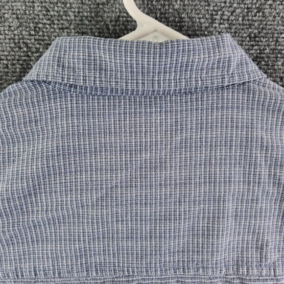 Northcrest Men XLT Tall Blue Check Short Sleeve Button Up Shirt Cotton Woven - Picture 14 of 14